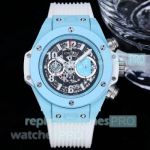 New Hublot watches 2024 Big Bang Unico Sky Blue PVD Case 45mm Rubber Strap